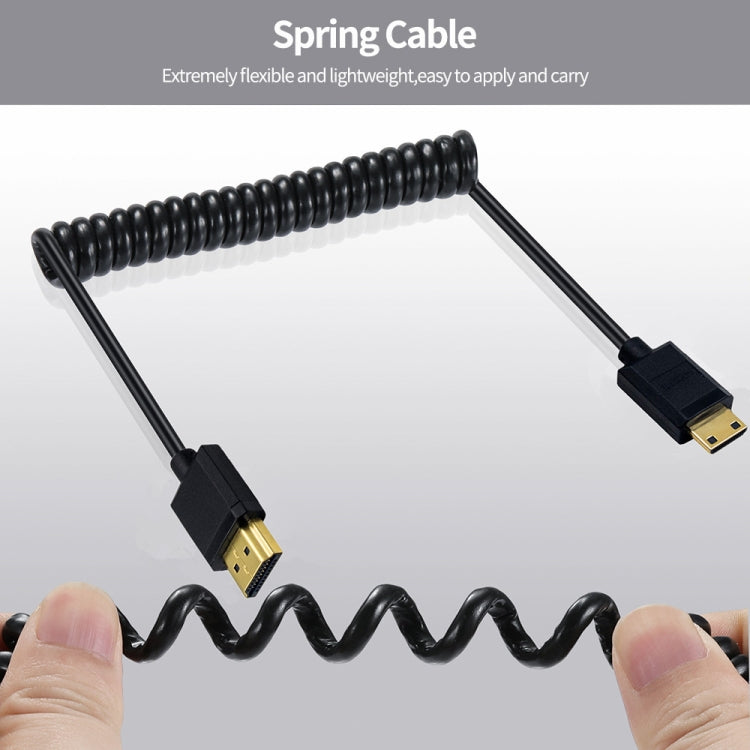 JUNSUNMAY 4K 60Hz Mini HDMI Male to HDMI 2.0V Male Spring Cable, Length:1.2m(Up) - Cable by JUNSUNMAY | Online Shopping South Africa | PMC Jewellery | Buy Now Pay Later Mobicred