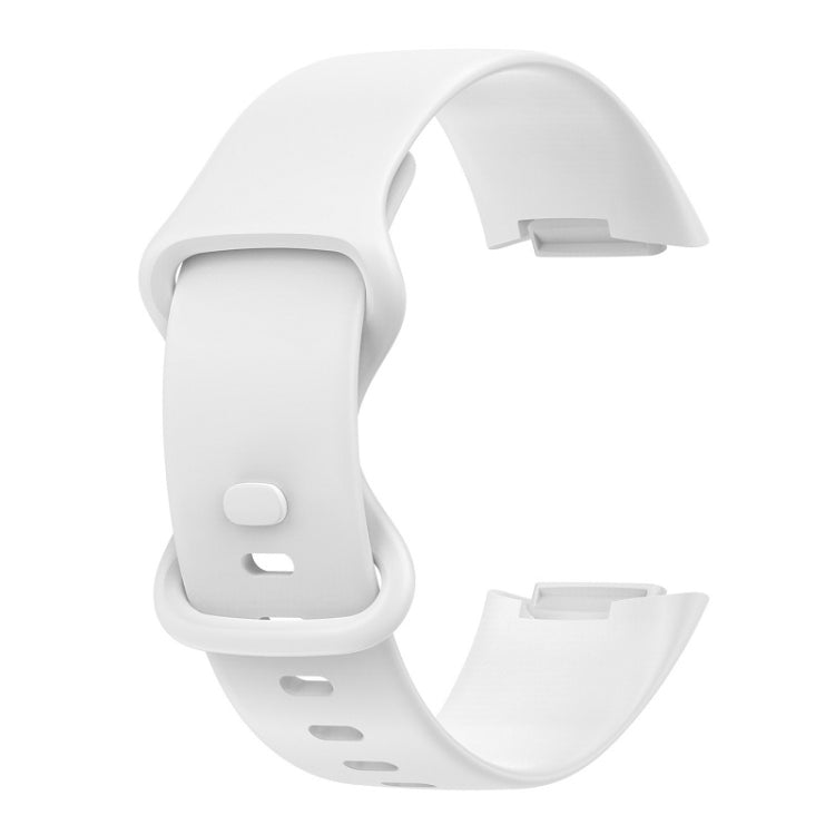 For Fitbit Charge 6 Solid Color Butterfly Buckle Silicone Watch Band, Size:L Size(White) - Watch Bands by PMC TechLife | Online Shopping South Africa | PMC TechLife | Buy Now Pay Later Mobicred