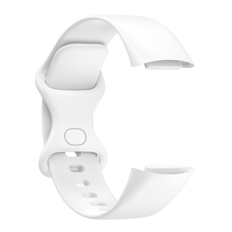 For Fitbit Charge 6 Solid Color Butterfly Buckle Silicone Watch Band, Size:L Size(White) - Watch Bands by PMC TechLife | Online Shopping South Africa | PMC TechLife | Buy Now Pay Later Mobicred