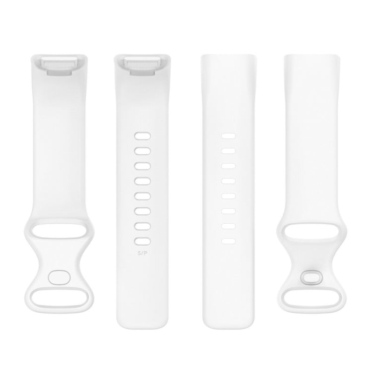 For Fitbit Charge 6 Solid Color Butterfly Buckle Silicone Watch Band, Size:L Size(White) - Watch Bands by PMC TechLife | Online Shopping South Africa | PMC TechLife | Buy Now Pay Later Mobicred