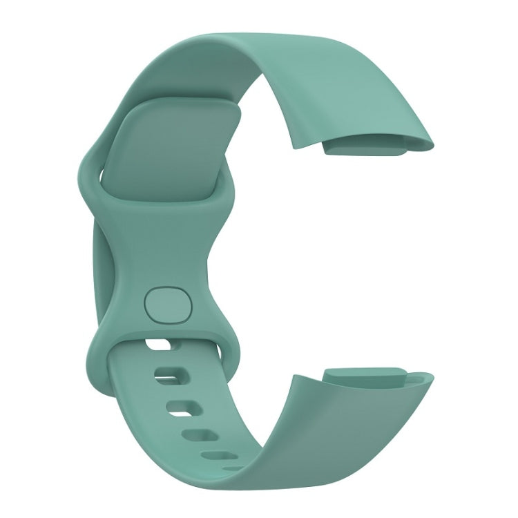 For Fitbit Charge 6 Solid Color Butterfly Buckle Silicone Watch Band, Size:L Size(Pine Green) - Watch Bands by PMC TechLife | Online Shopping South Africa | PMC TechLife | Buy Now Pay Later Mobicred