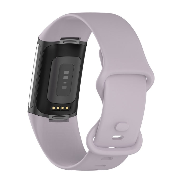 For Fitbit Charge 6 Solid Color Butterfly Buckle Silicone Watch Band, Size:L Size(Light Purple) - Watch Bands by PMC TechLife | Online Shopping South Africa | PMC TechLife | Buy Now Pay Later Mobicred
