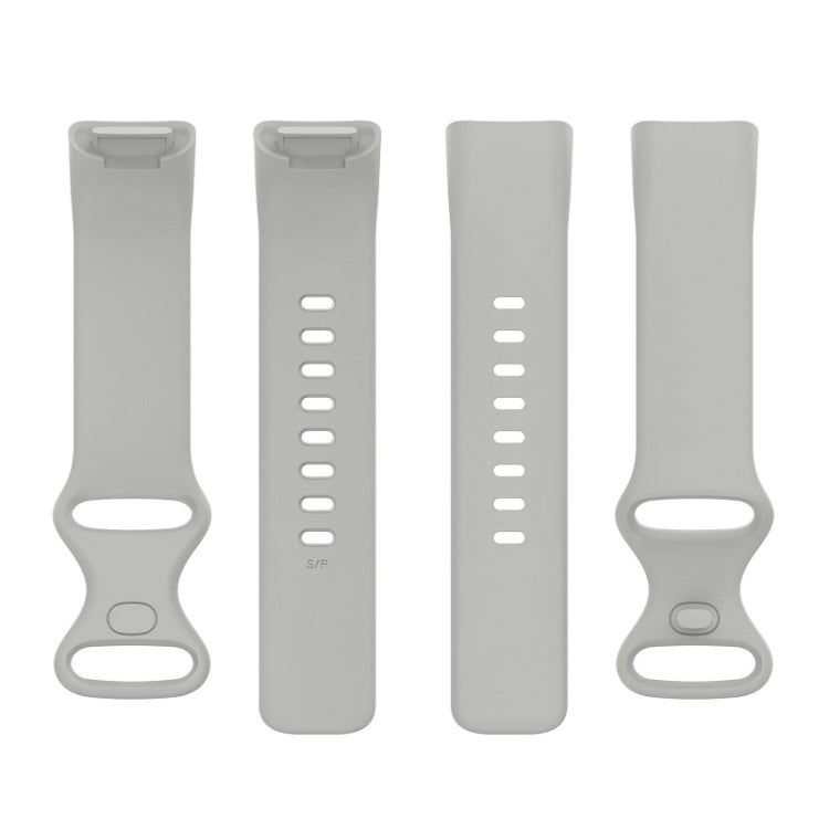 For Fitbit Charge 6 Solid Color Butterfly Buckle Silicone Watch Band, Size:L Size(Gray) - Watch Bands by PMC TechLife | Online Shopping South Africa | PMC TechLife | Buy Now Pay Later Mobicred