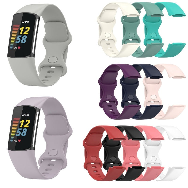 For Fitbit Charge 6 Solid Color Butterfly Buckle Silicone Watch Band, Size:L Size(Black) - Watch Bands by PMC TechLife | Online Shopping South Africa | PMC TechLife | Buy Now Pay Later Mobicred