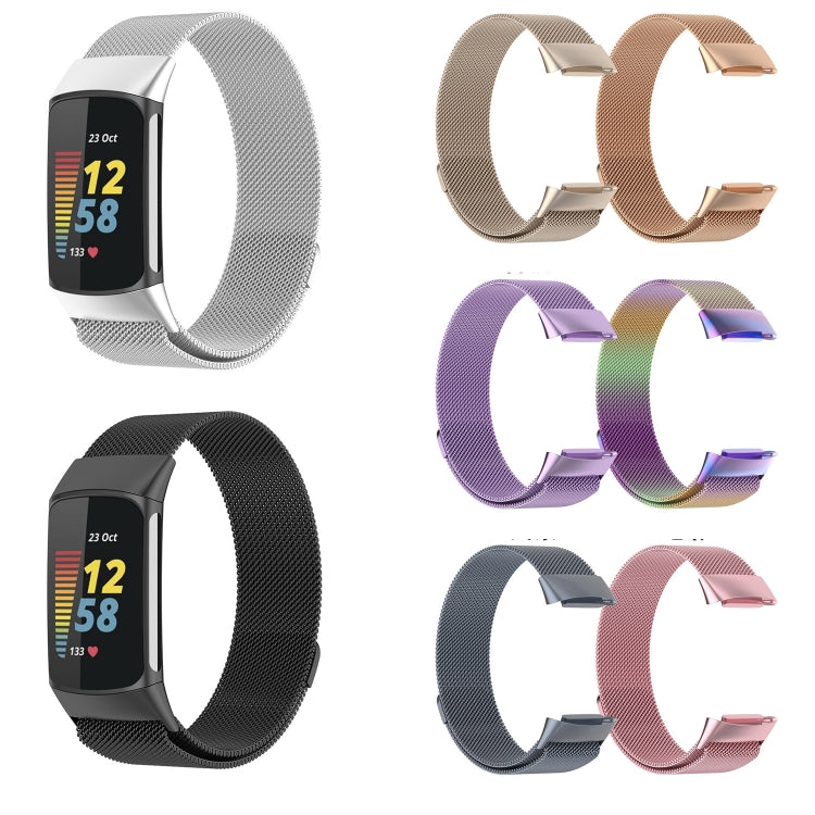 For Fitbit Charge 6 Milan Magnetic Metal Steel Mesh Watch Band(Gray) - Watch Bands by PMC TechLife | Online Shopping South Africa | PMC TechLife | Buy Now Pay Later Mobicred