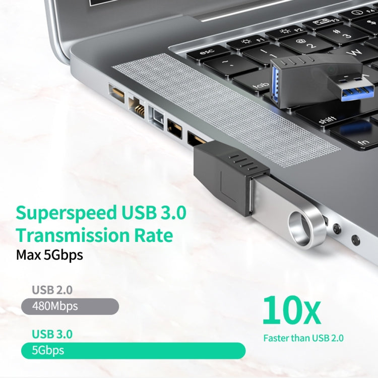 ENKAY USB 3.0 Adapter 90 Degree Angle Male to Female Combo Coupler Extender Connector, Angle:Horizontal Left - USB 3.0 by ENKAY | Online Shopping South Africa | PMC TechLife | Buy Now Pay Later Mobicred
