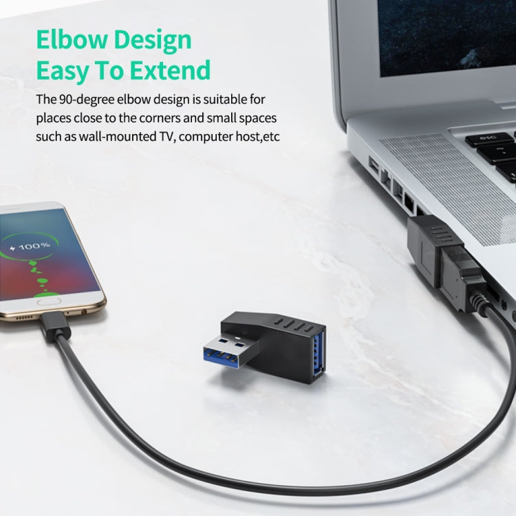 ENKAY USB 3.0 Adapter 90 Degree Angle Male to Female Combo Coupler Extender Connector, Angle:Horizontal Right - free shipping - PMC TechLife - Order now!