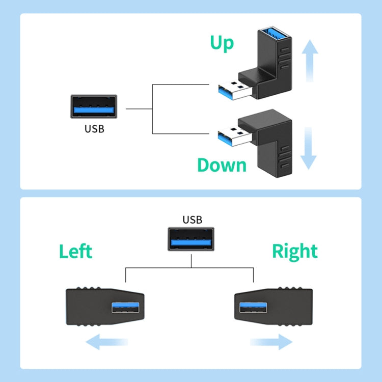 ENKAY USB 3.0 Adapter 90 Degree Angle Male to Female Combo Coupler Extender Connector, Angle:Horizontal Left + Right - USB 3.0 by ENKAY | Online Shopping South Africa | PMC TechLife