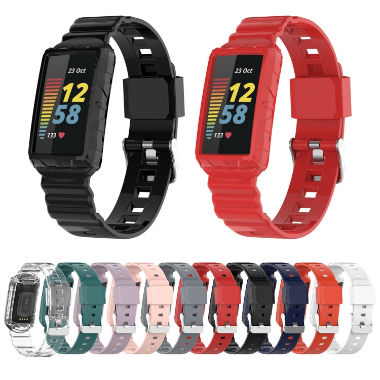 For Fitbit Charge 6 / 5 / 4 / 3 Armor Integrated TPU Watch Band(Light Pink) - Watch Bands by PMC TechLife | Online Shopping South Africa | PMC TechLife | Buy Now Pay Later Mobicred