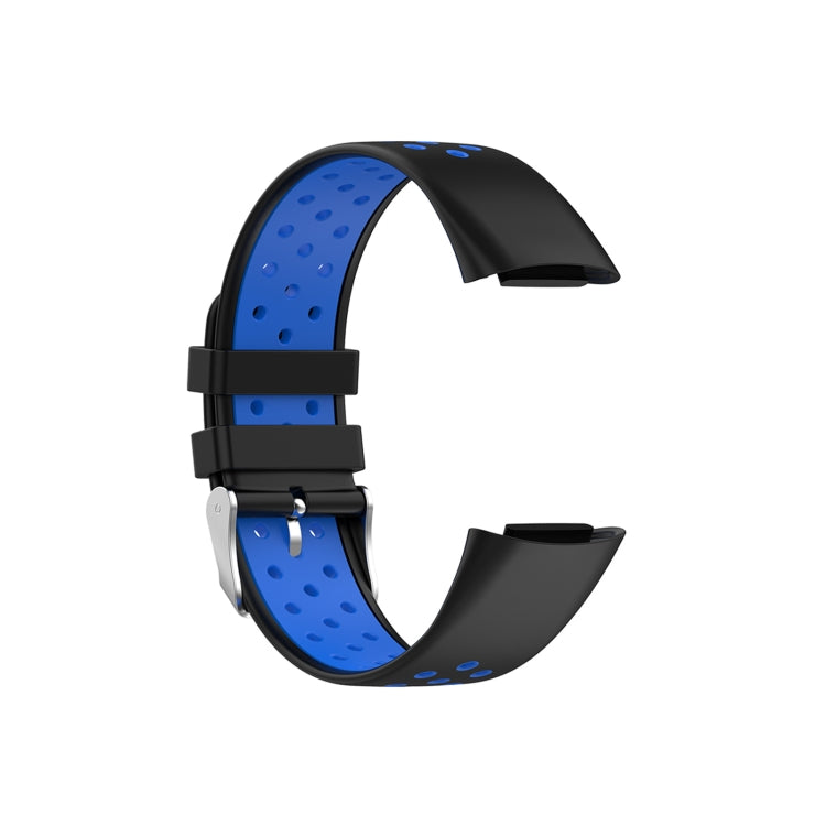 For Fitbit Charge 6 Dual Color Breathable Silicone Watch Band(Black+Blue) - Watch Bands by PMC TechLife | Online Shopping South Africa | PMC TechLife | Buy Now Pay Later Mobicred