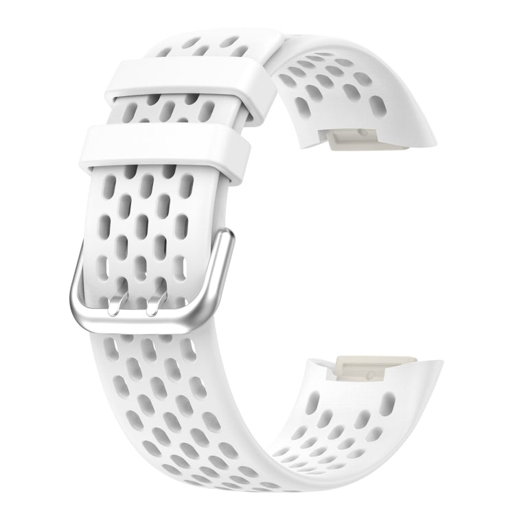 For Fitbit Charge 6 Solid Color Breathable Sports Silicone Watch Band(White) - Watch Bands by PMC TechLife | Online Shopping South Africa | PMC TechLife | Buy Now Pay Later Mobicred