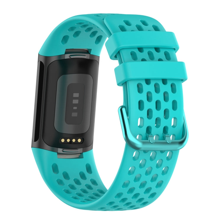 For Fitbit Charge 6 Solid Color Breathable Sports Silicone Watch Band(Teal Green) - Watch Bands by PMC TechLife | Online Shopping South Africa | PMC TechLife | Buy Now Pay Later Mobicred