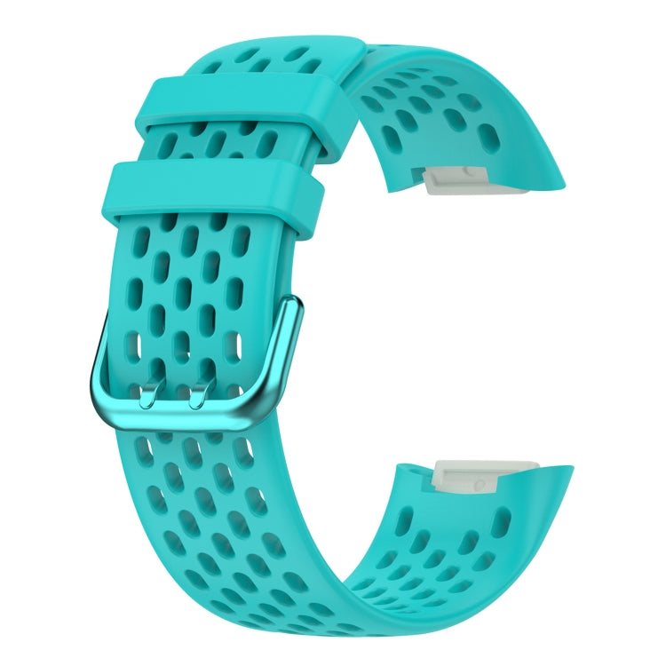 For Fitbit Charge 6 Solid Color Breathable Sports Silicone Watch Band(Teal Green) - Watch Bands by PMC TechLife | Online Shopping South Africa | PMC TechLife | Buy Now Pay Later Mobicred