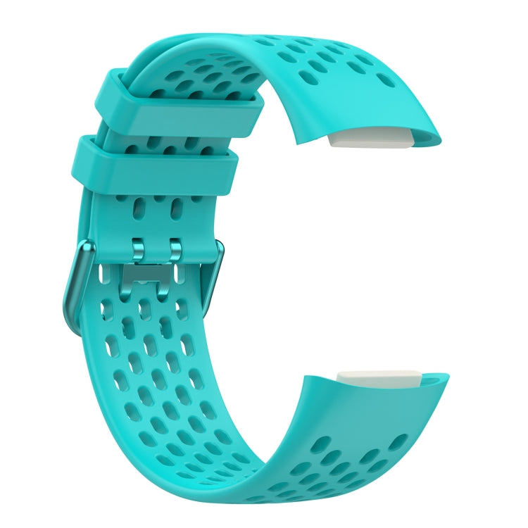 For Fitbit Charge 6 Solid Color Breathable Sports Silicone Watch Band(Teal Green) - Watch Bands by PMC TechLife | Online Shopping South Africa | PMC TechLife | Buy Now Pay Later Mobicred