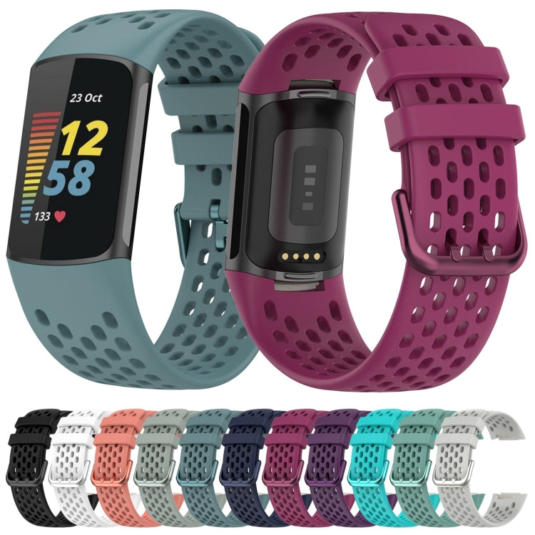 For Fitbit Charge 6 Solid Color Breathable Sports Silicone Watch Band(White) - Watch Bands by PMC TechLife | Online Shopping South Africa | PMC TechLife | Buy Now Pay Later Mobicred