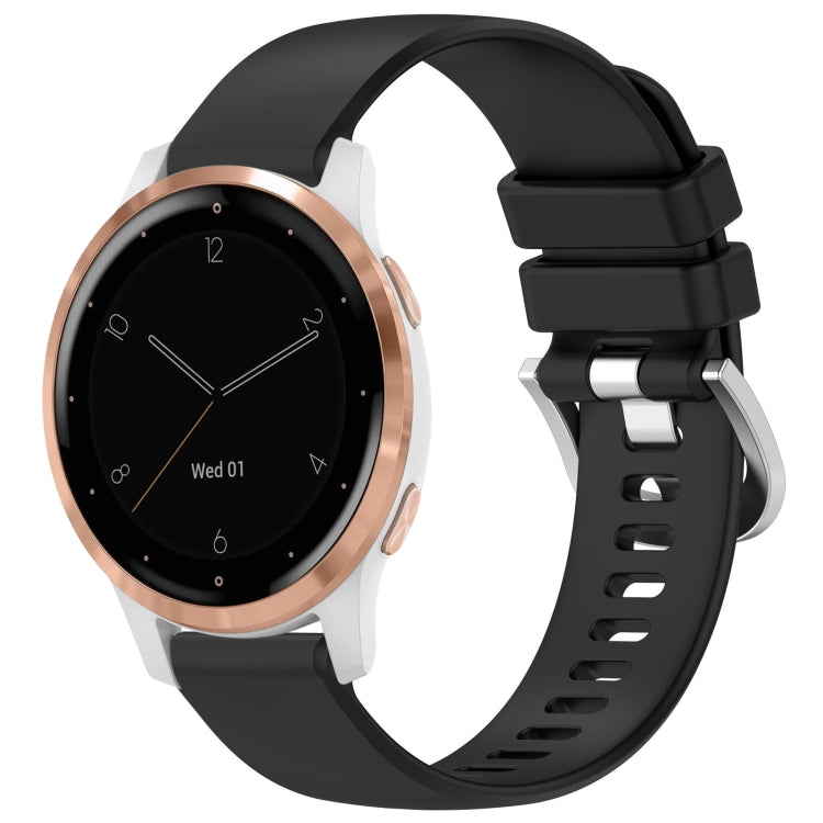 For Garmin Vivoactive 4S Liquid Glossy Silver Buckle Silicone Watch Band(Black) - free shipping - PMC TechLife - Order now!