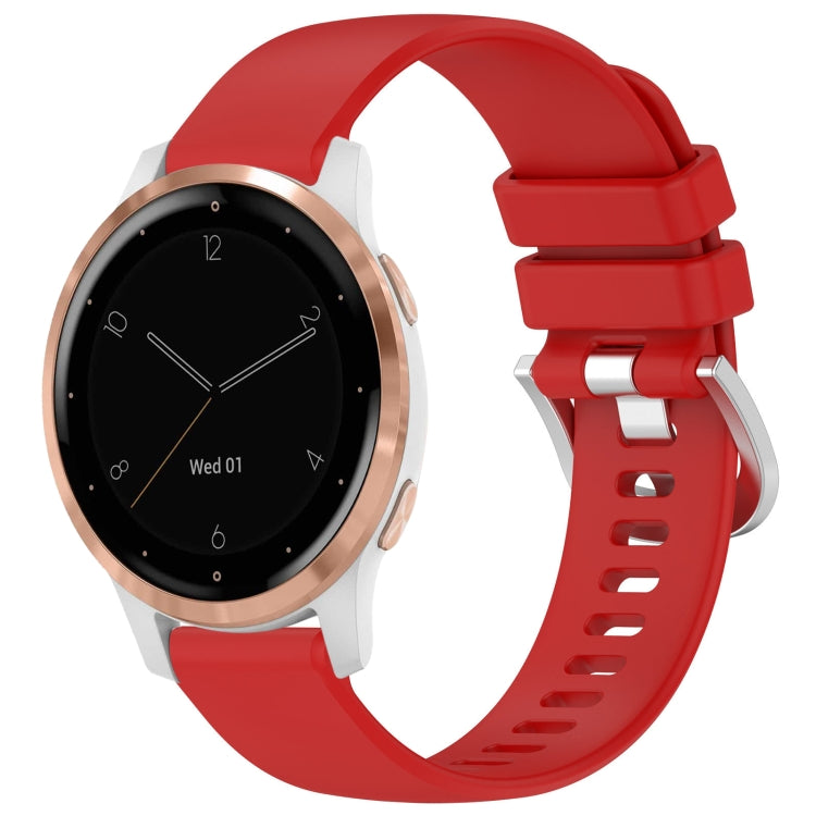 For Garmin Vivoactive 4S Liquid Glossy Silver Buckle Silicone Watch Band(Red) - free shipping - PMC TechLife - Order now!