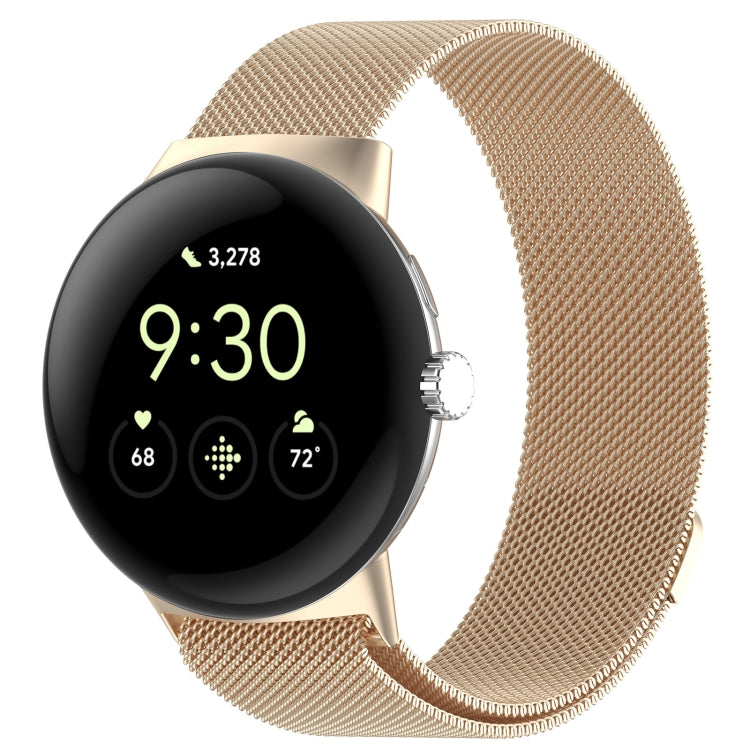 For Google Pixel Watch 2 Milan Magnetic Steel Mesh Watch Band(Champagne) - Watch Cases by PMC TechLife | Online Shopping South Africa | PMC TechLife | Buy Now Pay Later Mobicred