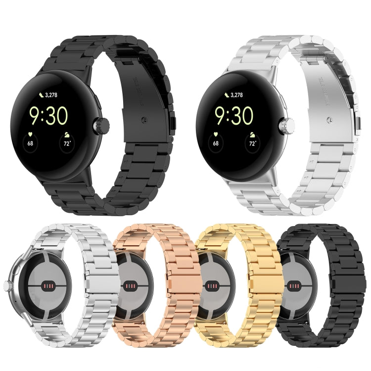 For Google Pixel Watch 2 Three Bead Stainless Steel Metal Watch Band(Silver) - free shipping - PMC TechLife - Order now!