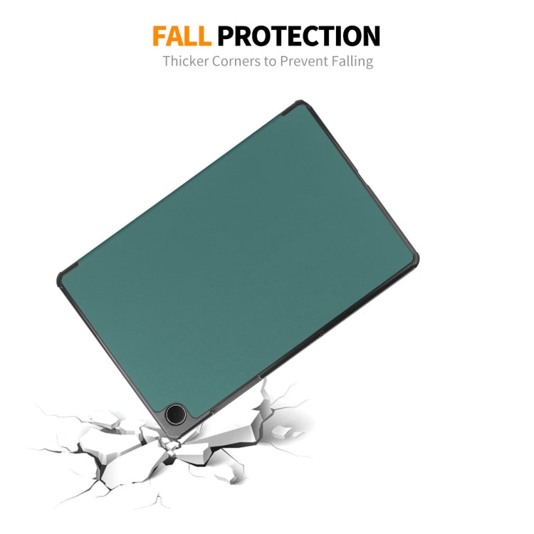 For Samsung Galaxy Tab A9+ 11.0 ENKAY Tri-fold Custer Texture Leather Smart Tablet Case(Dark Green) - free shipping - PMc TechLife - Order now!