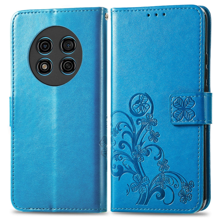 For Ulefone Note 15 Four-leaf Clasp Embossed Buckle Leather Phone Case(Blue) - Ulefone Cases by PMC Jewellery | Online Shopping South Africa | PMC Jewellery | Buy Now Pay Later Mobicred