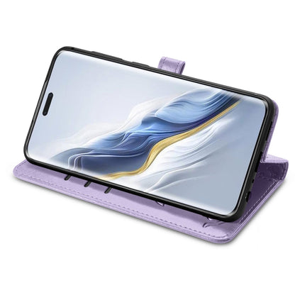 For Honor Magic6 Pro Cat and Dog Embossed Leather Phone Case(Purple) - Honor Cases by PMC Jewellery | Online Shopping South Africa | PMC Jewellery | Buy Now Pay Later Mobicred