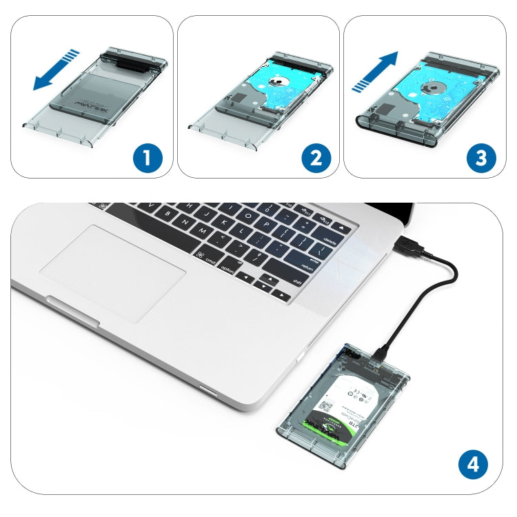 WAVLINK ST239 USB3.0 Transparent SATA External Solid-state SSD 2.5-inch Mobile Hard Disk Case - free shipping - PMC Jewellery - Order now!