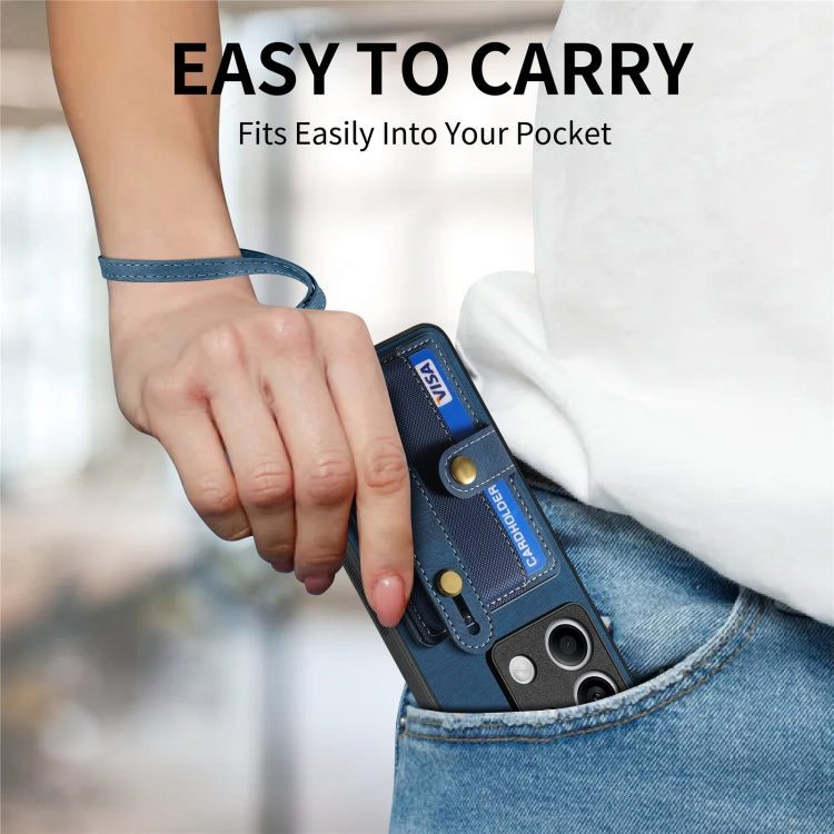 For Xiaomi Redmi Note 13 Retro Cross Wristband Wallet Leather Back Phone Case(Blue) - Xiaomi Cases by PMC TechLife | Online Shopping South Africa | PMC TechLife | Buy Now Pay Later Mobicred