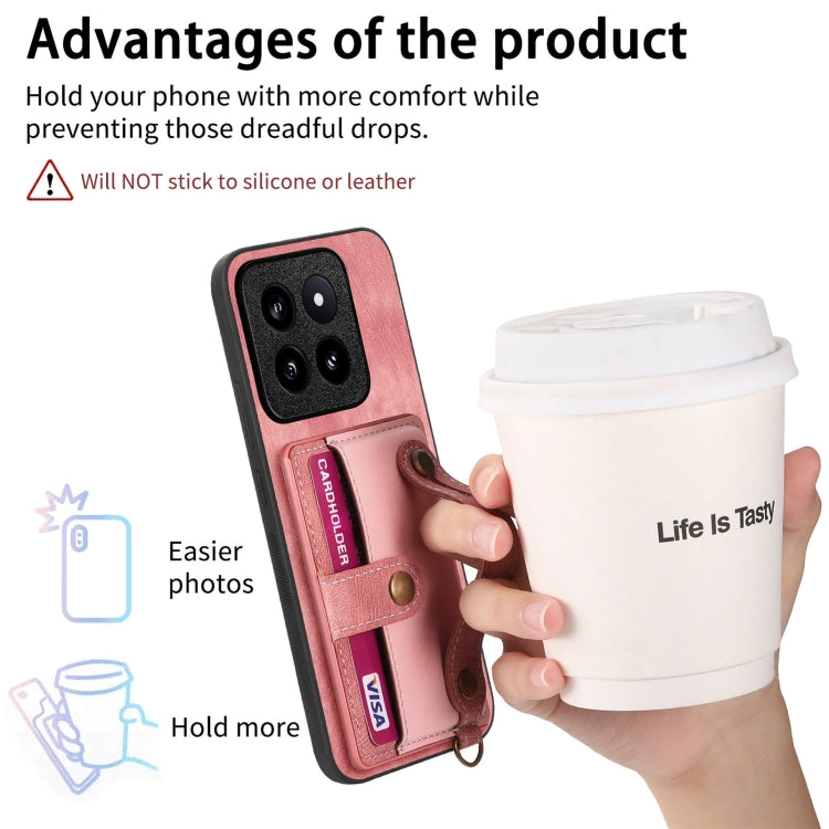 For Xiaomi 14 Pro Retro Cross Wristband Wallet Leather Back Phone Case(Blue) - 14 Pro Cases by PMC TechLife | Online Shopping South Africa | PMC TechLife | Buy Now Pay Later Mobicred