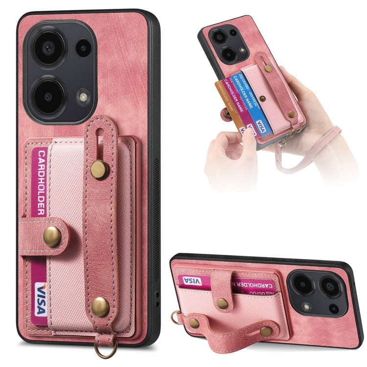 For Xiaomi Redmi Note 13 Pro 4G Retro Cross Wristband Wallet Leather Back Phone Case(Pink) - Note 13 Pro Cases by PMC TechLife | Online Shopping South Africa | PMC TechLife | Buy Now Pay Later Mobicred