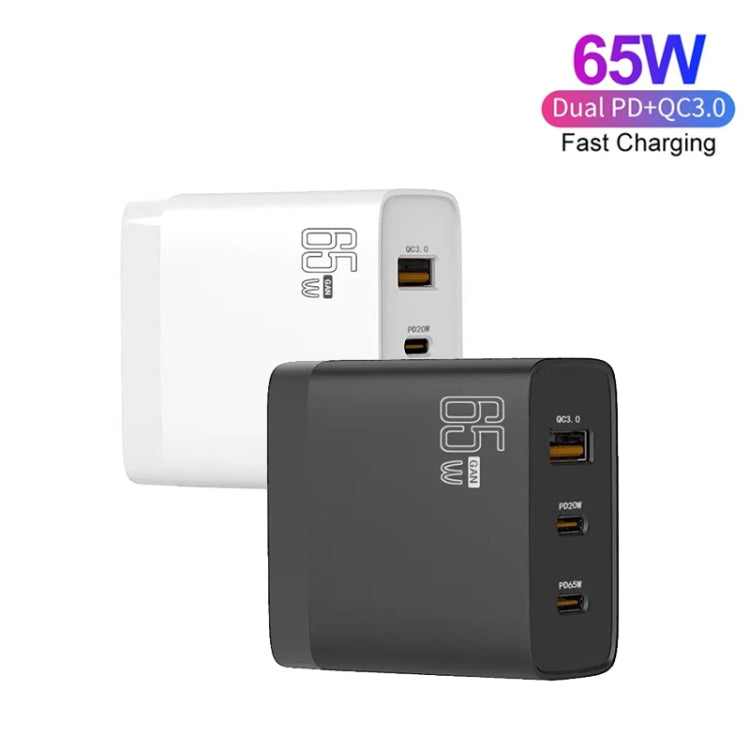 GAN 65W PD45W Dual Type-C+QC3.0 USB Multi Compatible Laptop Adapter EU + US Plug Black - Power Supply by PMC TechLife | Online Shopping South Africa | PMC TechLife | Buy Now Pay Later Mobicred