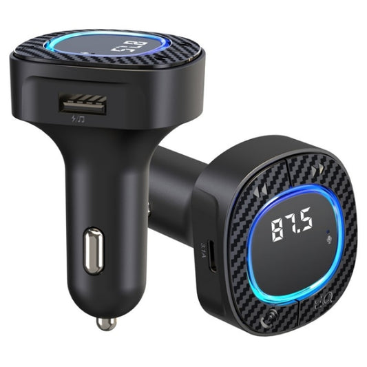 C42 Type-C + USB Car Charger Adapter Bluetooth Hands-free Call MP3 Music Player FM Transmitter - Bluetooth Car Kits by PMC Jewellery | Online Shopping South Africa | PMC Jewellery | Buy Now Pay Later Mobicred