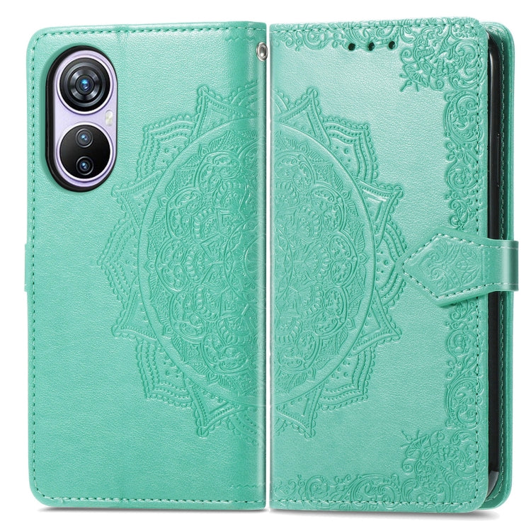 For Blackview A200 Pro Mandala Flower Embossed Leather Phone Case(Green) - More Brand by PMC Jewellery | Online Shopping South Africa | PMC Jewellery | Buy Now Pay Later Mobicred
