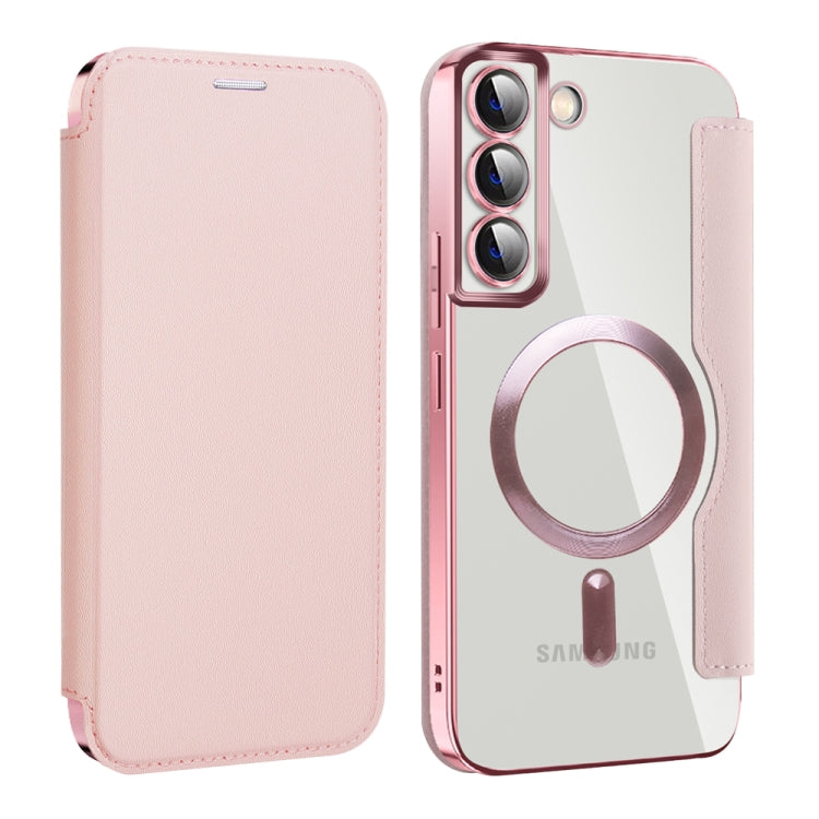 For Samsung Galaxy S22+ 5G Shield MagSafe RFID Anti-theft Leather Phone Case(Pink) - Galaxy S22+ 5G Cases by PMC Jewellery | Online Shopping South Africa | PMC Jewellery | Buy Now Pay Later Mobicred