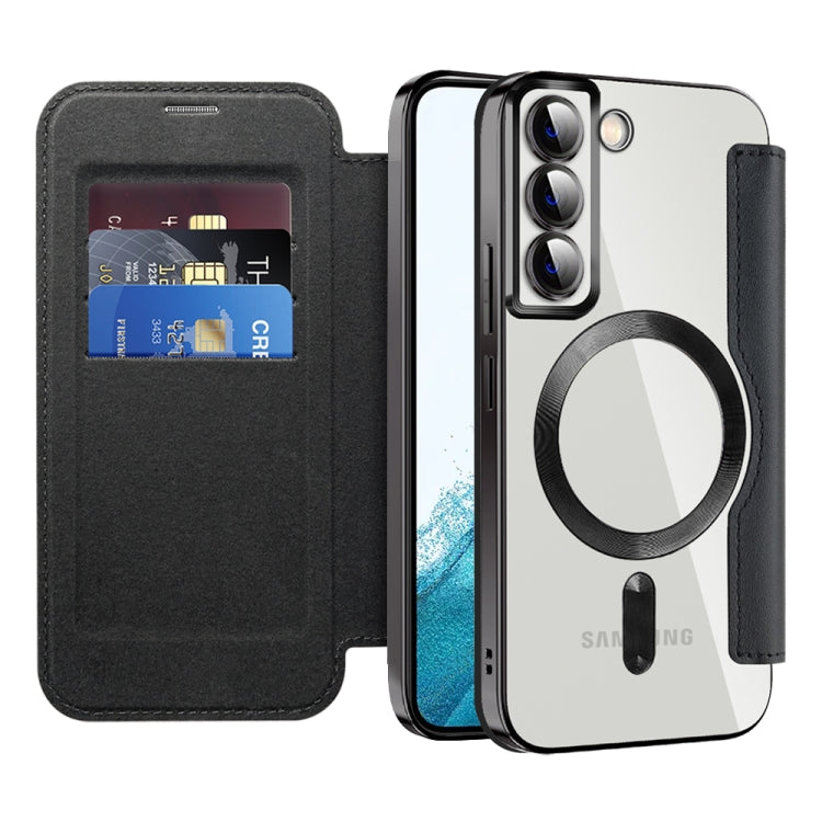 For Samsung Galaxy S22+ 5G MagSafe Magnetic RFID Anti-theft Leather Phone Case(Black) - Galaxy S22 5G Cases by PMC TechLife | Online Shopping South Africa | PMC TechLife