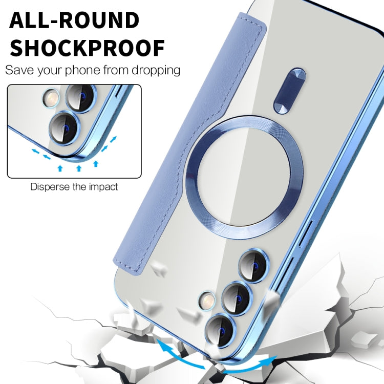 For Samsung Galaxy S23 FE 5G MagSafe Magnetic RFID Anti-theft Leather Phone Case(Blue) - Galaxy S23 FE 5G Cases by PMC TechLife | Online Shopping South Africa | PMC TechLife