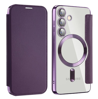 For Samsung Galaxy S25+ 5G Shield MagSafe RFID Anti-theft Leather Phone Case(Purple) - Galaxy S25+ 5G Cases by PMC Jewellery | Online Shopping South Africa | PMC Jewellery | Buy Now Pay Later Mobicred