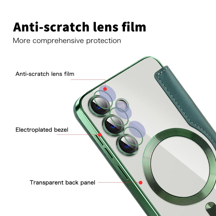 For Samsung Galaxy S25+ 5G Shield MagSafe RFID Anti-theft Leather Phone Case(Green) - free shipping - PMC Jewellery - Order now!