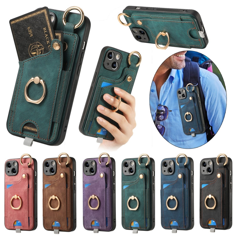 For iPhone 16e Retro Skin-feel Ring Card Bag Phone Case with Hang Loop(Brown) - free shipping - PMC TechLife - Order now!
