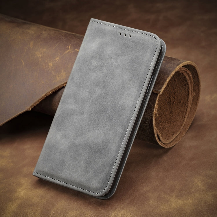 For Motorola Edge 2024 Retro Skin Feel Magnetic Flip Leather Phone Case(Grey) - Motorola Cases by PMC Jewellery | Online Shopping South Africa | PMC Jewellery | Buy Now Pay Later Mobicred