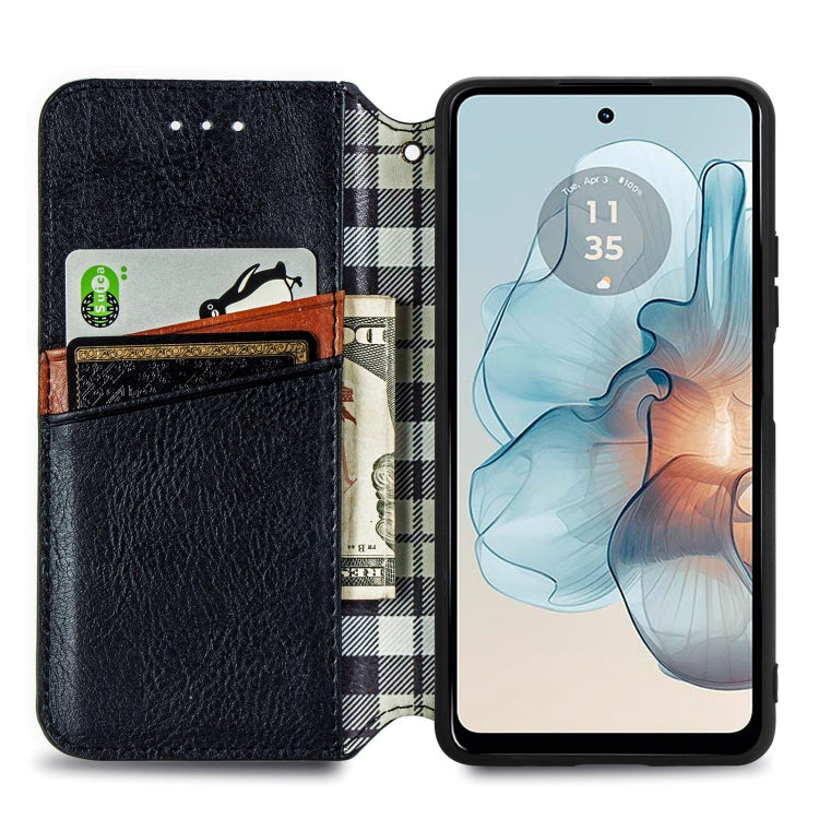 For Motorola Moto G24 Power Cubic Grid Pressed Magnetic Leather Phone Case(Black) - Motorola Cases by PMC TechLife | Online Shopping South Africa | PMC TechLife | Buy Now Pay Later Mobicred