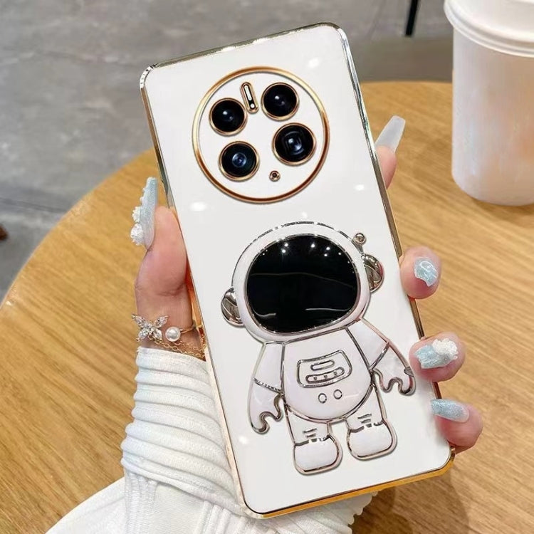 For Huawei Mate 50 Pro Electroplating Astronaut Holder Phone Case(White) - Huawei Cases by PMC TechLife | Online Shopping South Africa | PMC TechLife