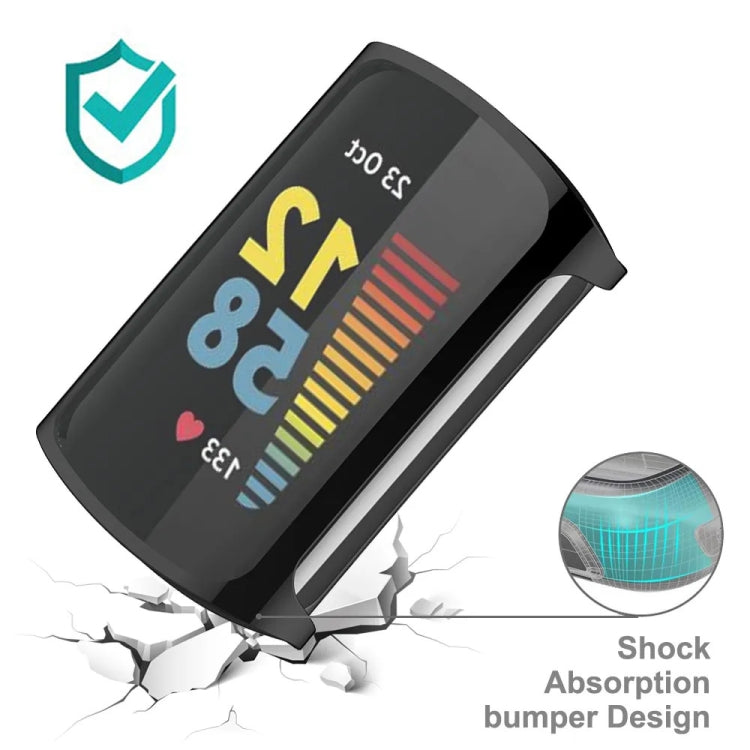 For Fitbit Charge 6 / 5 TPU Shell + Film Integrated Watch Protective Case(Blue) - Watch Cases by PMC TechLife | Online Shopping South Africa | PMC TechLife | Buy Now Pay Later Mobicred