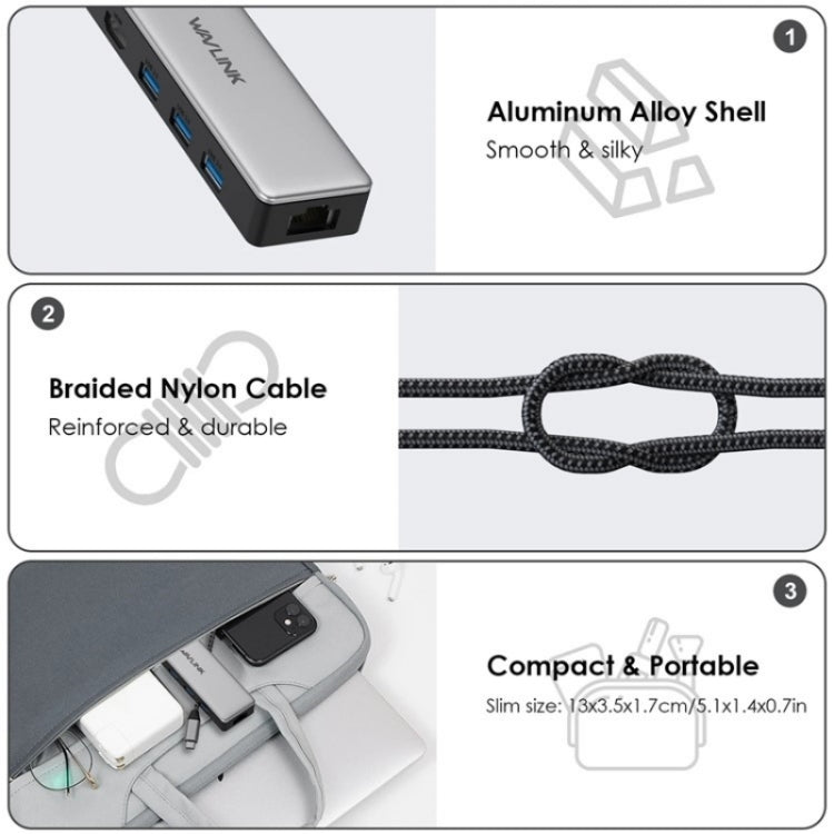 WAVLINK UHP3413 6 in 1 4K Thunderbolt 3 Type-C Devices Hub Adapter USB-C Docking Station - free shipping - PMC Jewellery - Order now!