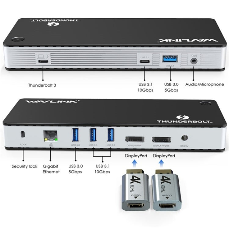 WAVLINK UTD21H 11 in 1 4K Dual DisplayPort Hub Converter Thunderbolt 3 Docking Station, Plug:AU Plug - free shipping - PMc TechLife - Order now!