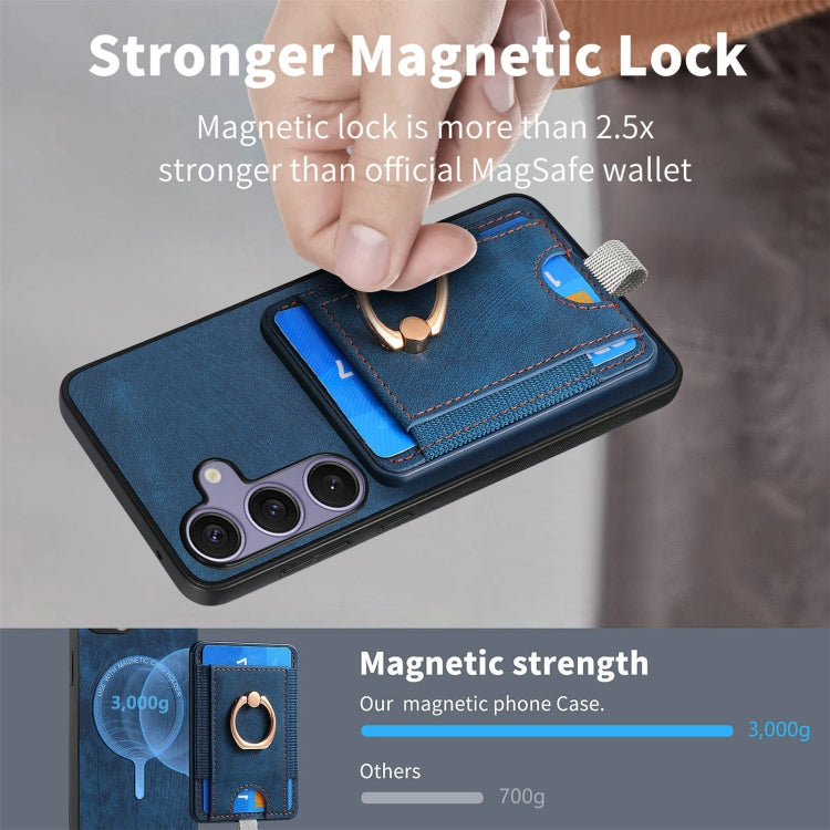 For Samsung Galaxy S25 5G Retro Splitable Magnetic Card Bag Leather Phone Case(Blue) - Galaxy Phone Cases by PMC Jewellery | Online Shopping South Africa | PMC Jewellery | Buy Now Pay Later Mobicred