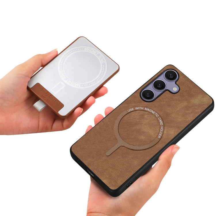 For Samsung Galaxy S25 5G Retro Splitable Magnetic Card Bag Leather Phone Case(Brown) - Galaxy Phone Cases by PMC Jewellery | Online Shopping South Africa | PMC Jewellery | Buy Now Pay Later Mobicred
