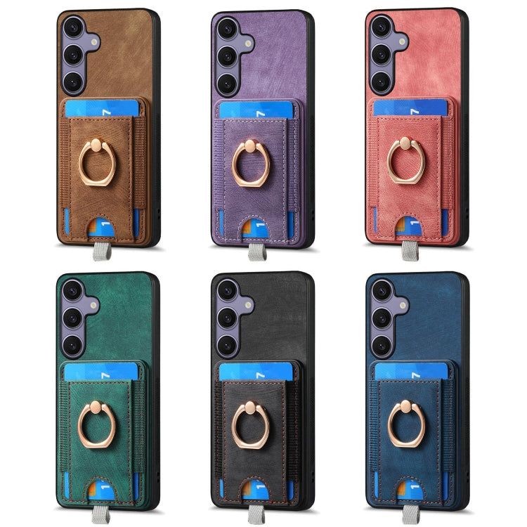 For Samsung Galaxy S25 5G Retro Splitable Magnetic Card Bag Leather Phone Case(Blue) - Galaxy Phone Cases by PMC Jewellery | Online Shopping South Africa | PMC Jewellery | Buy Now Pay Later Mobicred