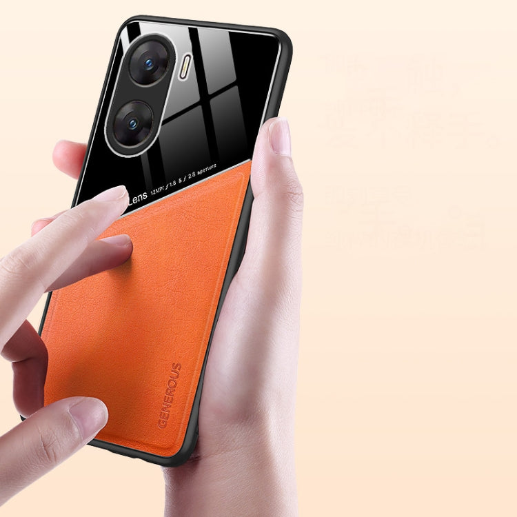 For vivo V29e Global All-inclusive Leather Organic Glass Phone Case(Green) - vivo Cases by PMC TechLife | Online Shopping South Africa | PMC TechLife | Buy Now Pay Later Mobicred