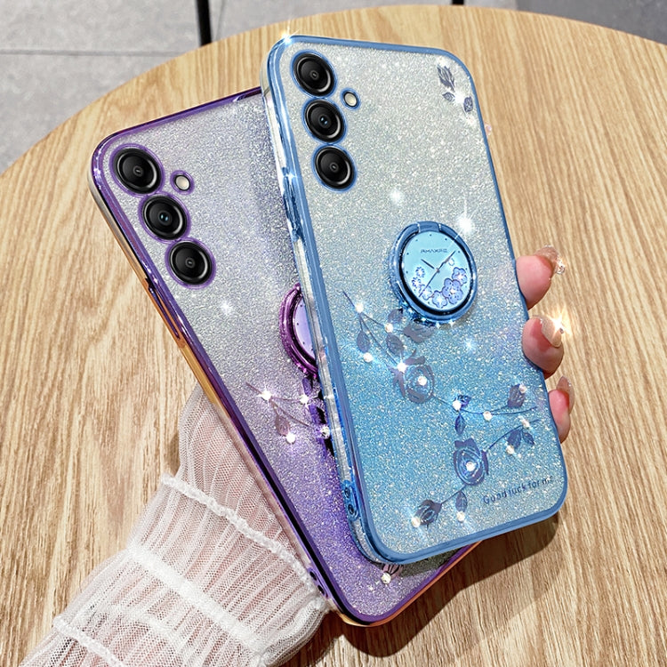 For Samsung Galaxy S25 Ultra 5G Gradient Glitter Immortal Flower Ring All-inclusive Phone Case(Blue) - Galaxy S25 Ultra 5G Cases by PMC Jewellery | Online Shopping South Africa | PMC Jewellery | Buy Now Pay Later Mobicred